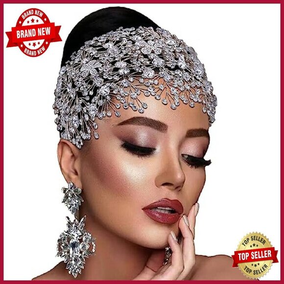 Handmade Bridal Rhinestone Headband 12.6x5.5 Inches Wedding Hair Accessory main image 8